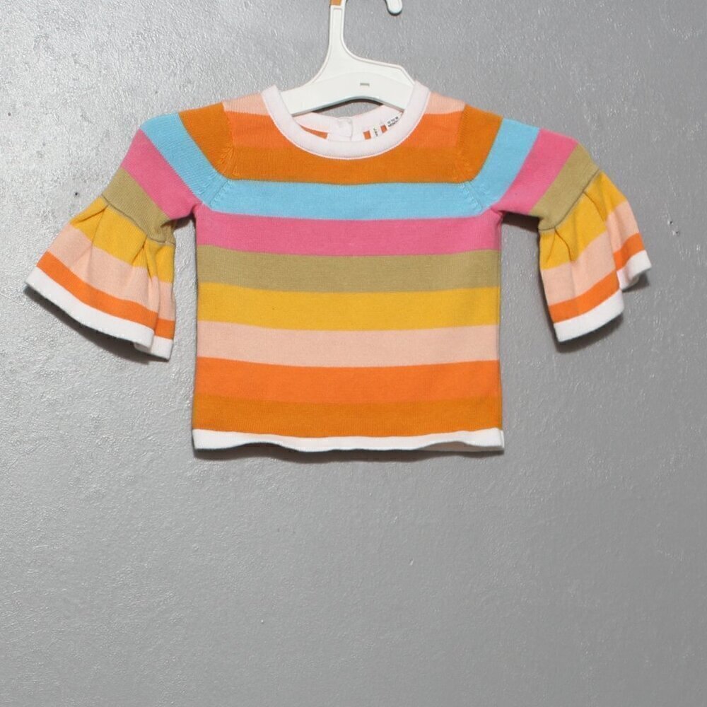 Jamie and Jack cotton rainbow stripe bell sleeve sweater